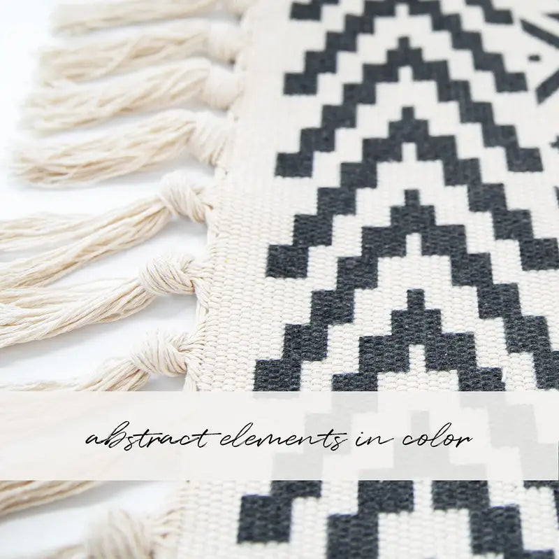 Bohemian Indoor Rug with Tassel Decor for Living Room