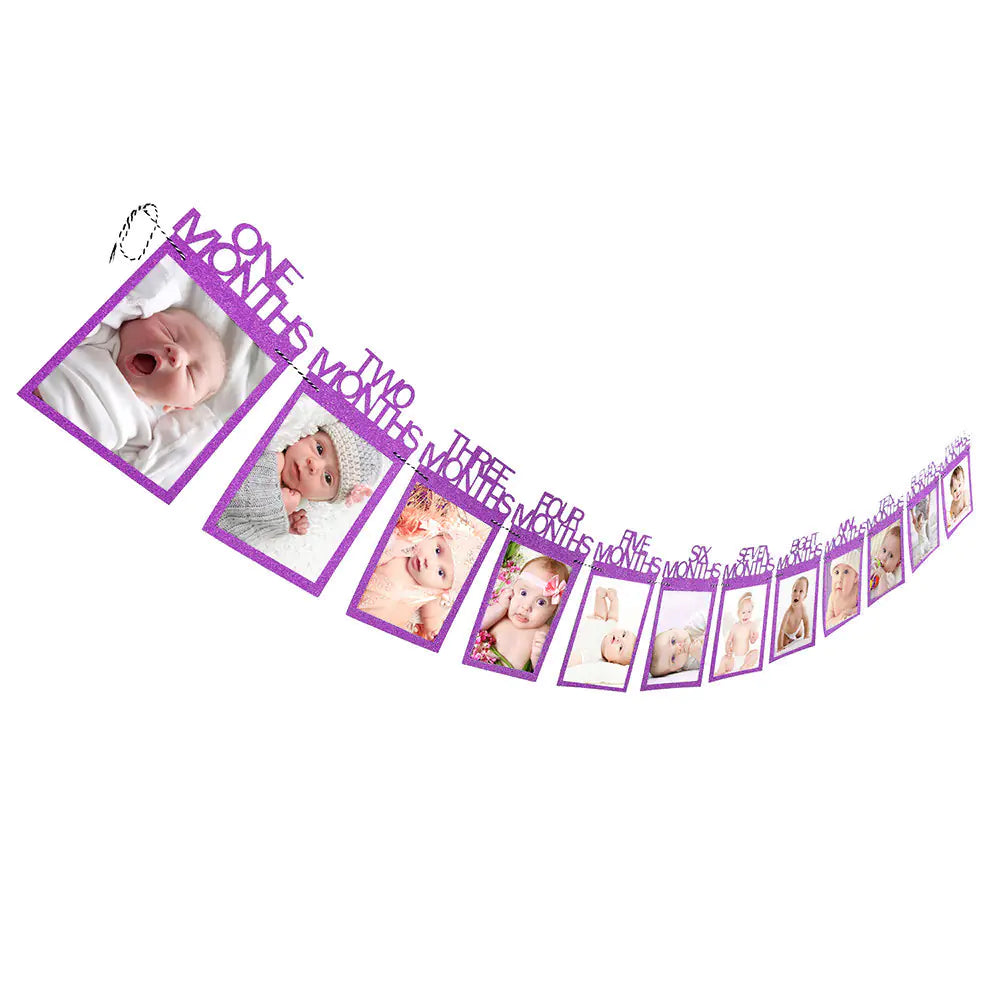 Baby's First Year Photo Wall Decor with Banners and Clips