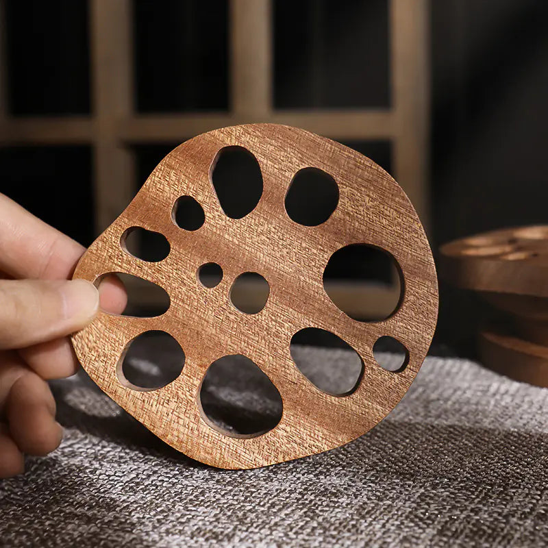 Ebony Wooden Insulated Lotus Root Coaster for Tea