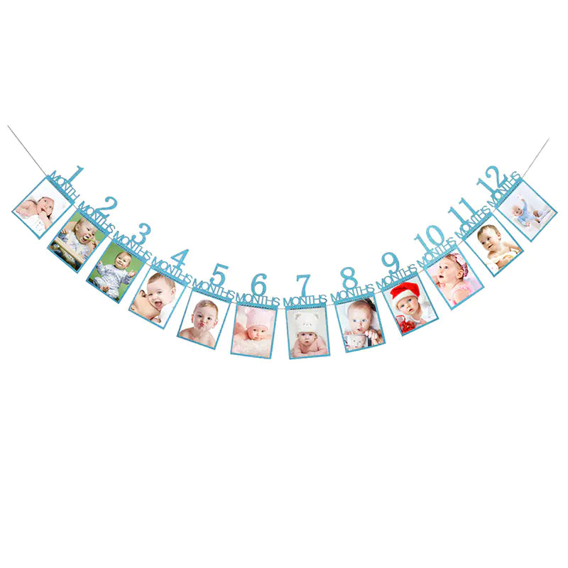 Baby's First Year Photo Wall Decor with Banners and Clips
